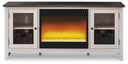 2 Pc. TV Stand with Glass/Stone Fireplace Insert