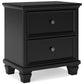 Lanolee - Black - Two Drawer Nightstand