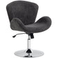Velvet Swivel Office Chair with Bucket Seat - Dark Grey