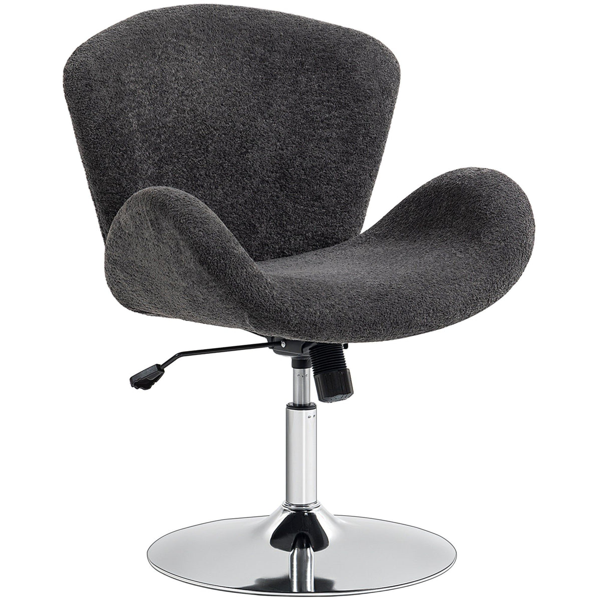 Velvet Swivel Office Chair with Bucket Seat - Dark Grey