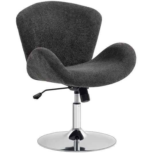 Velvet Swivel Office Chair with Bucket Seat - Dark Grey