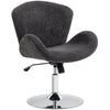 Velvet Swivel Office Chair with Bucket Seat - Dark Grey