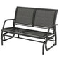 Outdoor Glider Bench, 2 Seater Garden Patio Glider Chair with Sling Fabric Seat, Steel Frame, Black