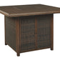 Paradise - Medium Brown - Square Bar Table W/Fire Pit