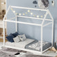 Twin Size Wooden House Bed with Pine Wood and MDF Construction, Bed Frame Perfect for Easy Assembly, 78.5" L x 42.5" W x 70.5" H, White
