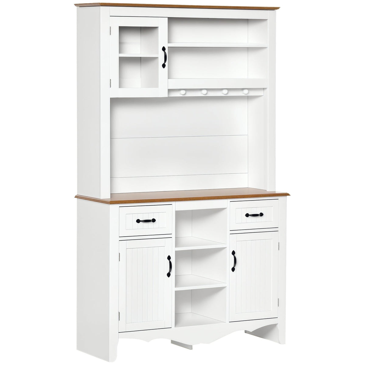 71" Farmhouse Kitchen Buffet with Hutch - White