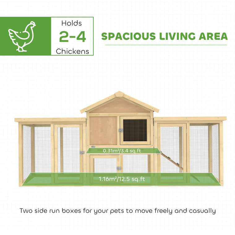 Wooden Chicken Coop with Nesting Box, Run & Ramp