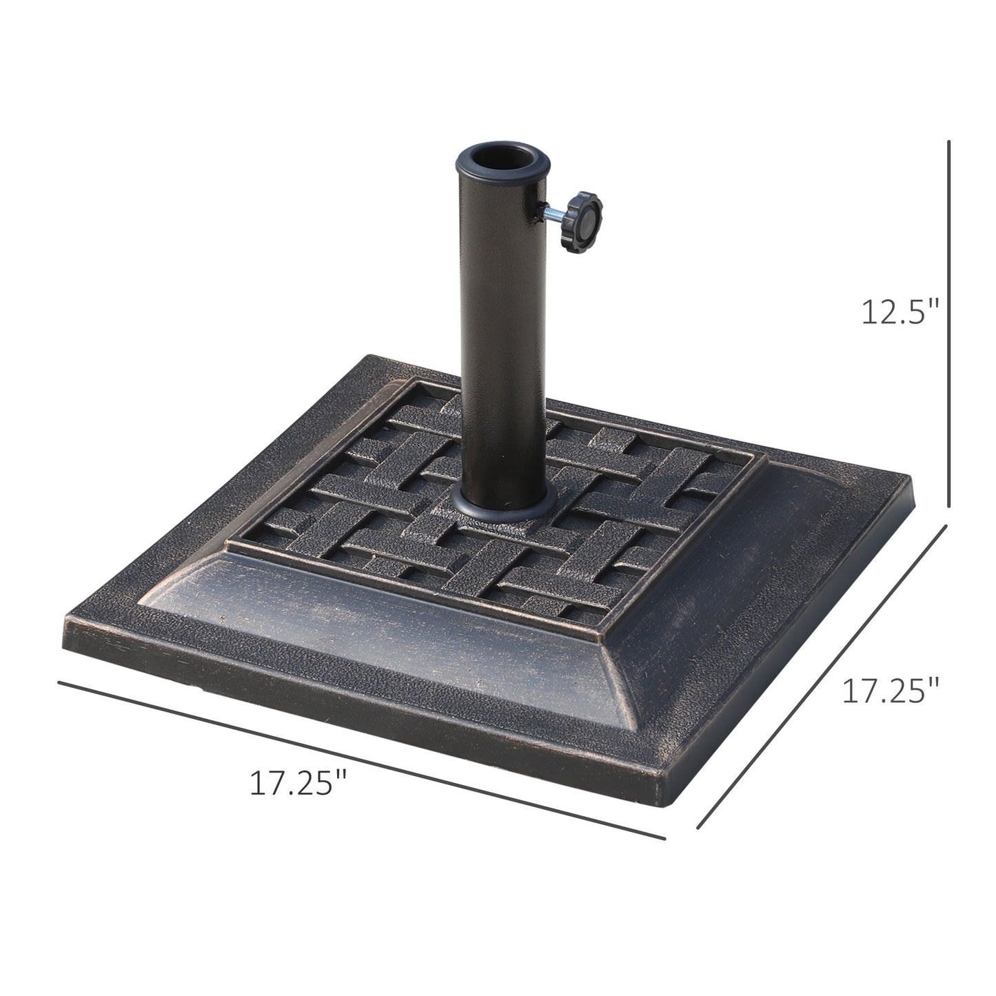 20 lbs Square Resin Patio Umbrella Stand Base Coated Pole Market Umbrella Parasol Holder Bronze