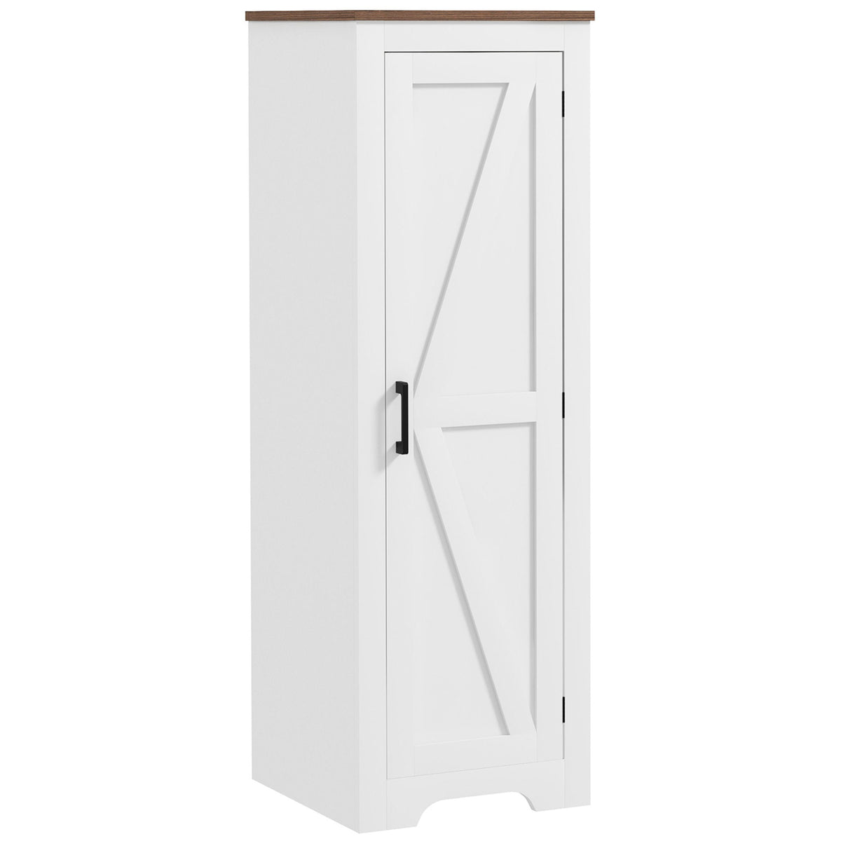 Farmhouse Accent Cabinet with Adjustable Shelf Barn Door Storage Cabinet for Living Room Floor Pantry Cabinet White