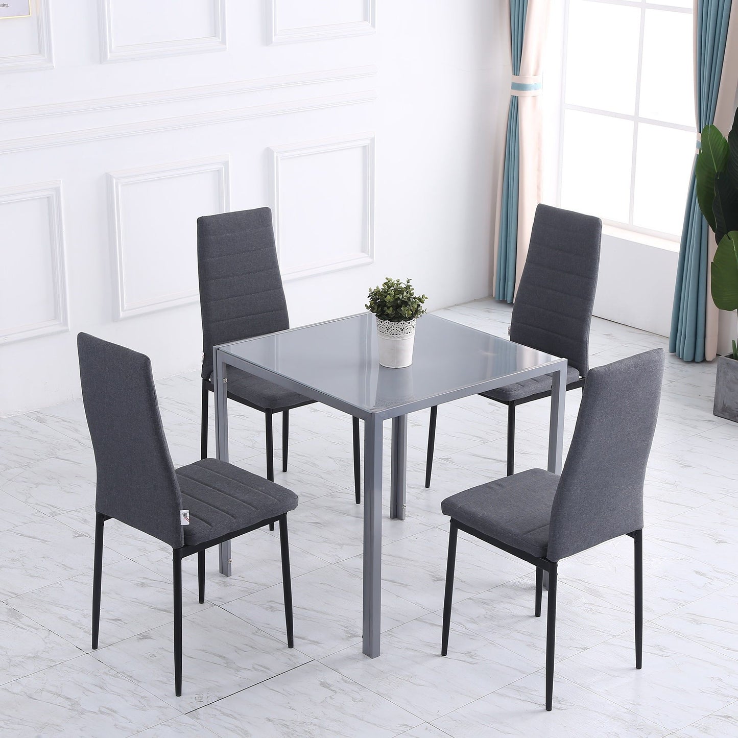 Linen Dining Chairs Set of 4 - Grey