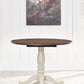 Wirloni - Round Dining Room Drop Leaf Table - Antique White / Brown