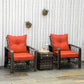 3 Pieces Wicker Patio Furniture Set, Rattan Bistro Set with Storage Coffee Table and Thickened Cushions, Outdoor Conversation Set for Garden, Porch, Balcony, Red