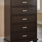 Covetown - Dark Brown - Five Drawer Chest