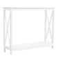 40" Console Table, 2 Tier X-Design Narrow Entryway Table with Storage Shelf for Behind Couch, Living Room, Hallway, White