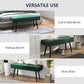 39 Inches Upholstered Bedroom Bench, Modern End of Bed Bench with Steel Legs, Green