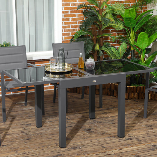 63" Extendable Outdoor Dining Table Patio Table with Aluminum Frame and Tempered Glass Tabletop, Black