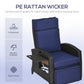 Outdoor Recliner Chair with Adjustable Backrest, Cushion, Side Tray, Black