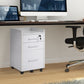3 Drawer File Cabinet with Lock and Edged Top, Lockable Filing Cabinet on Wheels for Letter and A4 Size, White
