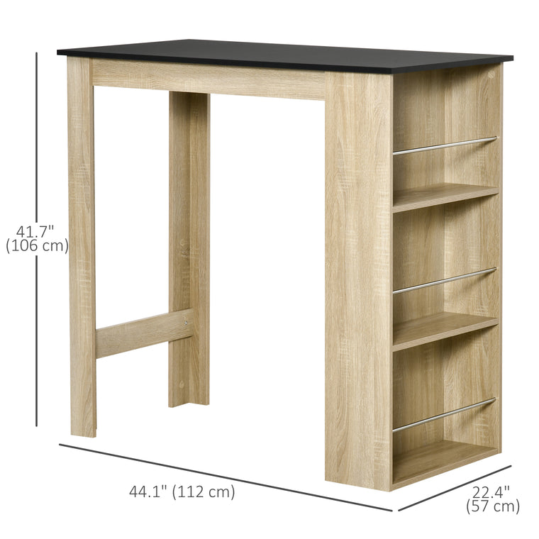 Counter Height Bar Table with 3 Storage Shelves