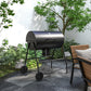 Barrel Charcoal BBQ Smoker, Barbecue with 420 sq.in. Cooking Area, Wheels, Ash Catcher, Black