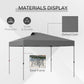 10' x 10' Pop Up Canopy Tent with Airy Top Vents and Wheeled Carry Bag for Outdoor, Garden, Patio, Dark Grey