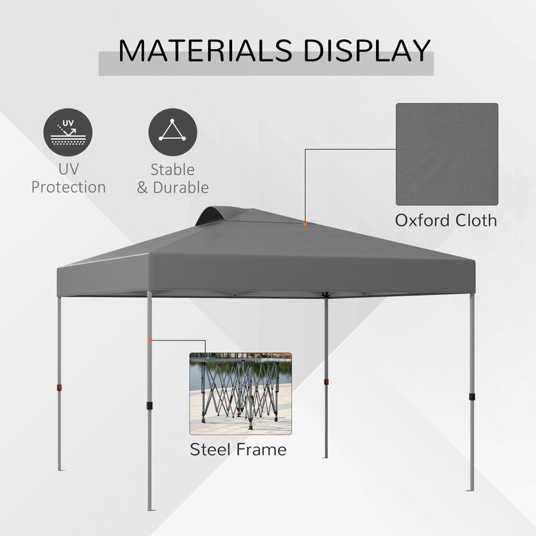 10' x 10' Dark Grey Pop-Up Canopy with Top Vents & Wheeled Bag