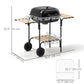 Charcoal BBQ Grill, BBQ Grill with 1840 cm² Cooking Area, 3 Shelves, Adjustable Vent, Lockable Lid, Wheels, Black