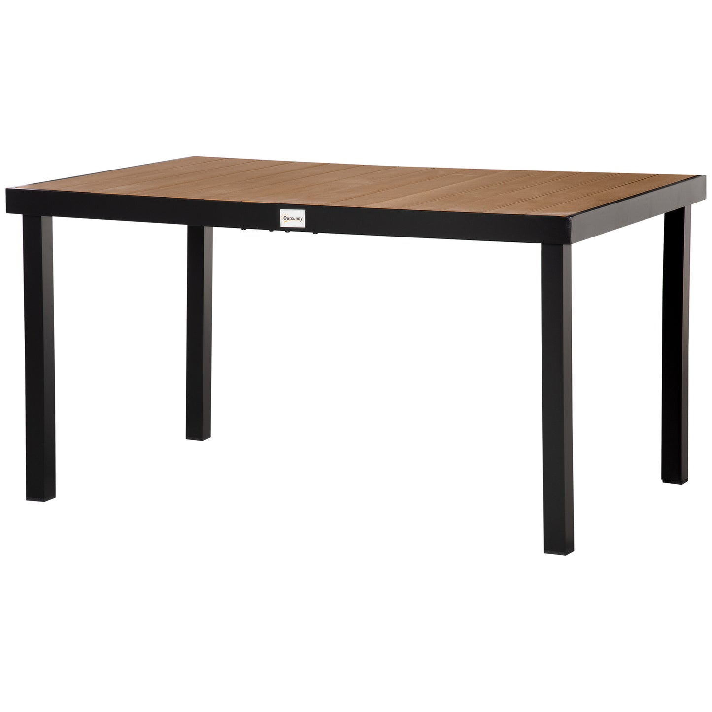 Aluminum Outdoor Dining Table for 6, Rectangular Patio Dining Table 55" L x 35.5" W x 29.25" H, Modern Garden Table for Kitchen, Dining Room, Patio, Natural