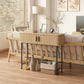 Mid-Century Entryway Table, Narrow Console Table with Storage Compartments for Behind Couch, Living Room, Oak and Black