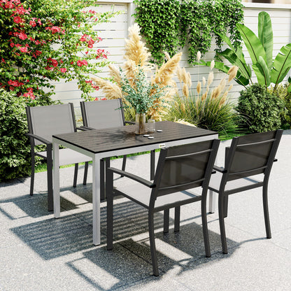 Rust-Resistant Aluminum Dining Table, Slatted Top