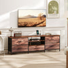 TV Stand for TVs up to 70 Inch, Industrial TV Console with Charging Station, 5 Drawers and Open Shelves, Rustic Brown