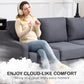 3 Seater Sofa, Modern Couch with Pocket Spring, Linen Upholstered, Thick Padded, Charcoal Grey
