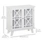 Storage Cabinet with Fretwork Doors and Shelf, Modern Freestanding Sideboard, Buffet, White