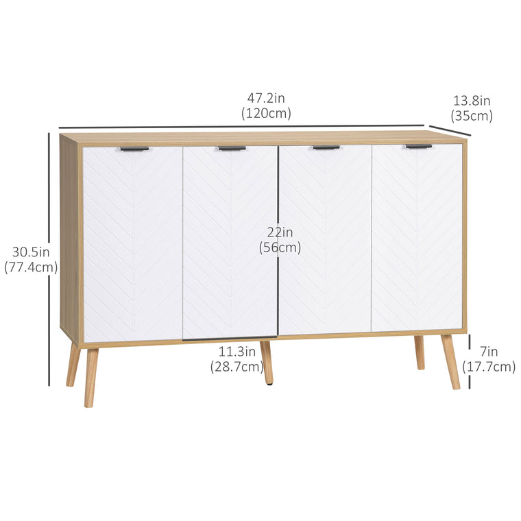Sideboard Buffet with Adjustable Shelves and 4 Doors - Natural