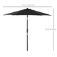 8.5' Round Aluminum Patio Umbrella Garden Parasol Market Sunshade Tilt Canopy w/ 6 Ribs, Crank Handle, Black