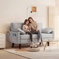3 Seater Sofa, Velvet Upholstered Couch with Spring Cushions, Rubber Wood Legs and 2 Pillows, Grey