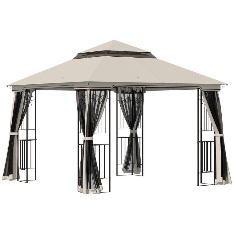 10' x 10' Beige Soft-Top Gazebo with Display Shelves