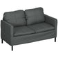 53" 2 Seat Sofa, Upholstered Two Seater Couch with Sturdy Steel Legs for Bedroom, Living Room, Dark Grey