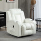 Swivel Massage Recliner Sofa, Overstuffed Manual Reclining Sofa, PU Leather Rocking Chair with Side Pockets, Cup Holders, for Living Room, Nursery, Cream White