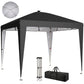 10 x 10 ft Pop Up Canopy Tent with Central Light, UPF 50+ Instant Portable Canopy Shelter with Remote, Black
