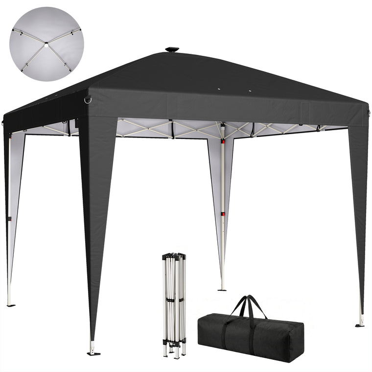 10' x 10' Black Pop-Up Canopy Tent with Light & Remote