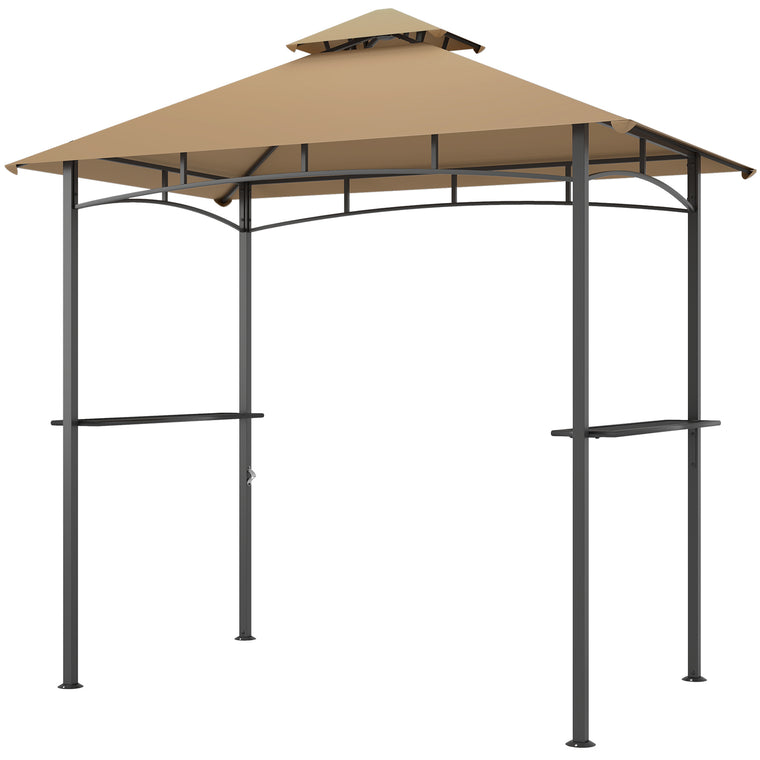 8' x 5' Khaki BBQ Grill Gazebo with Double-Tiered Canopy