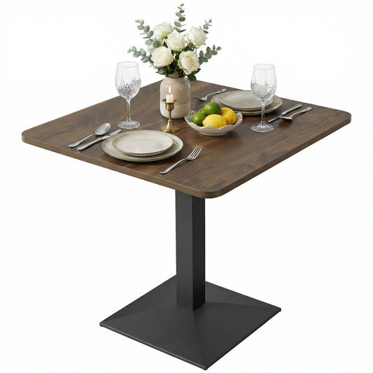 28" Square Dining Table with Steel Base - Walnut Wood Grain