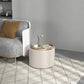 Round Coffee Table, End Table with Hidden Storage and Tray Top, Linen Upholstered Footrest for Living Room