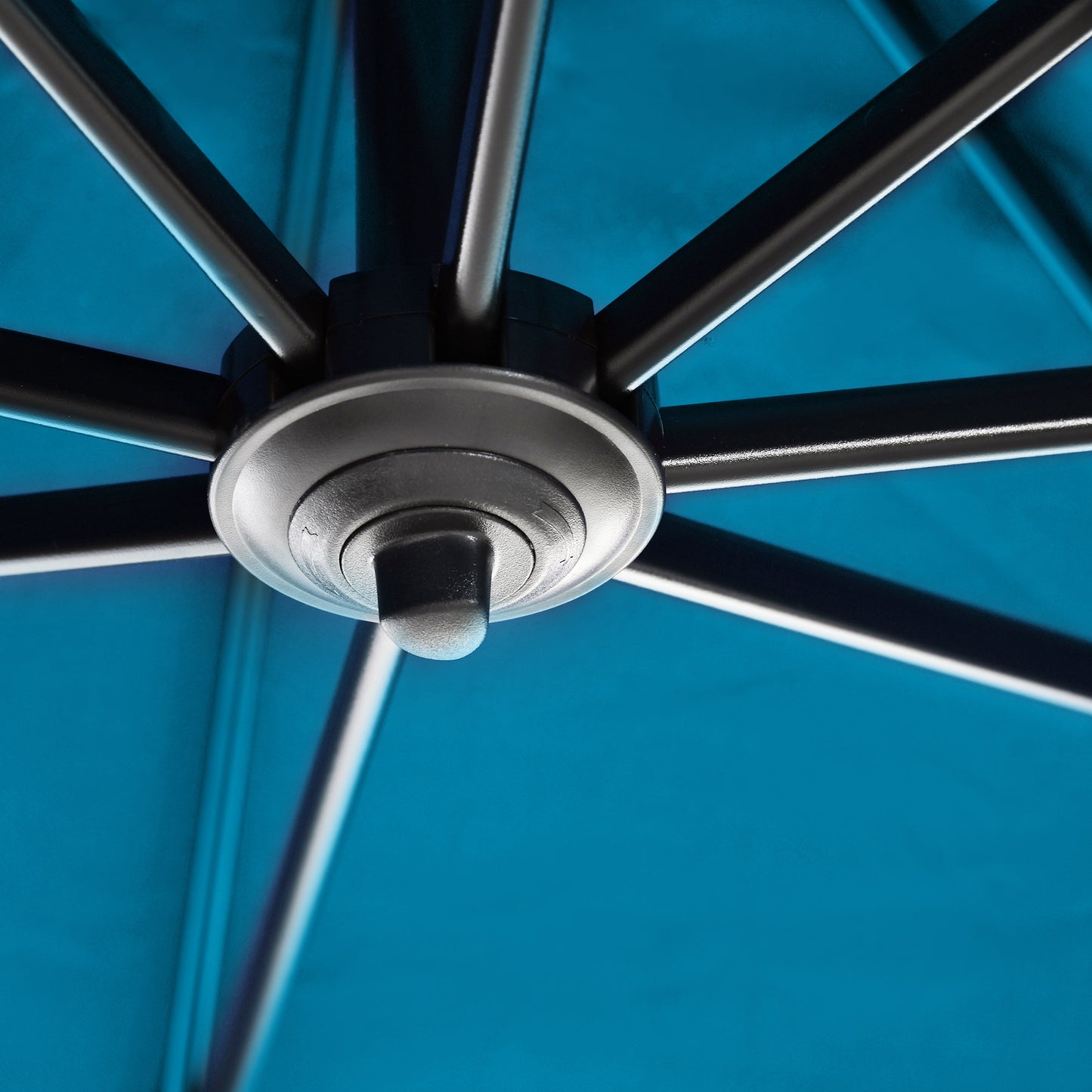 8' x 8' Square Patio Hanging Offset Umbrella with 360° Rotation, Aluminum Outdoor Cantilever Market Parasol, Turquoise