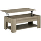 Lift Top Coffee Table with Hidden Storage Compartment and Open Shelf, Center Table for Living Room, Grey