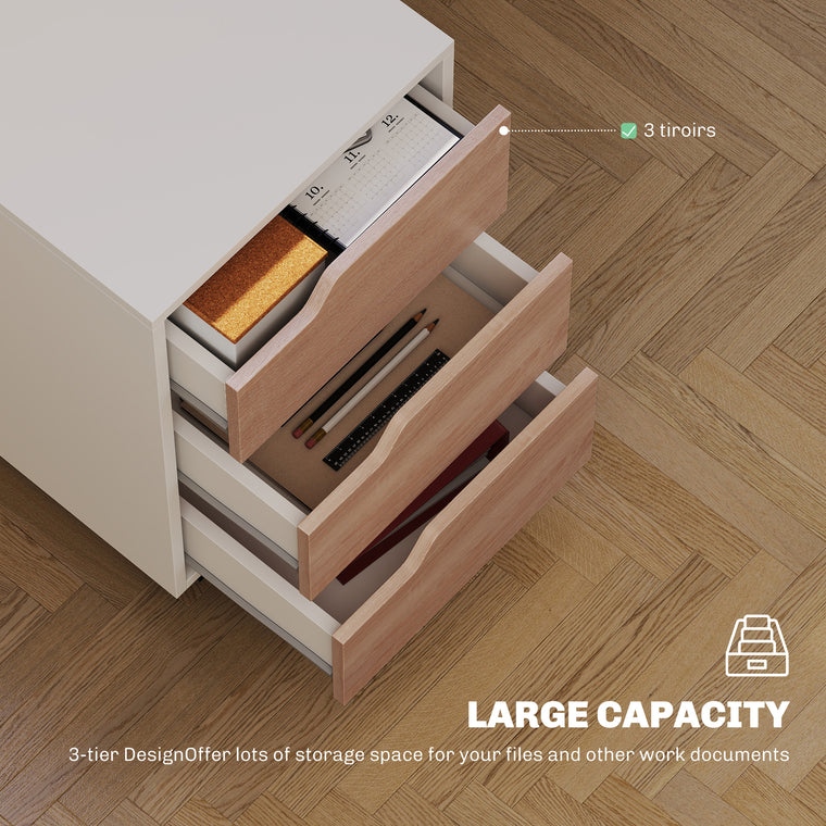 3-Drawer Mobile Filing Cabinet with Wheels