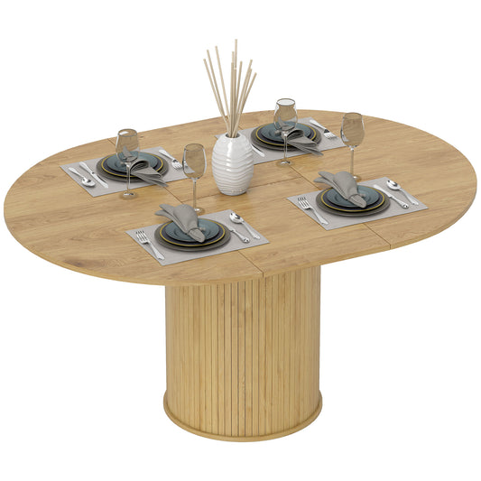 Extendable Farmhouse Dining Table Seats 6-8 - Natural Wood