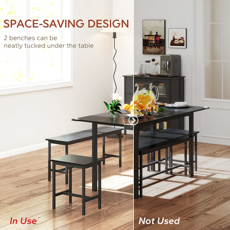 5-Piece Extendable Dining Set for 4-6 - Black