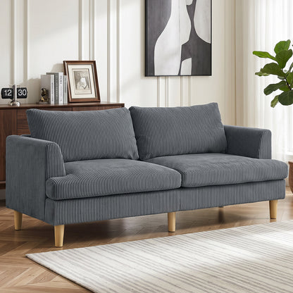 74" 3-Seater Corduroy Sofa with Spring Cushions